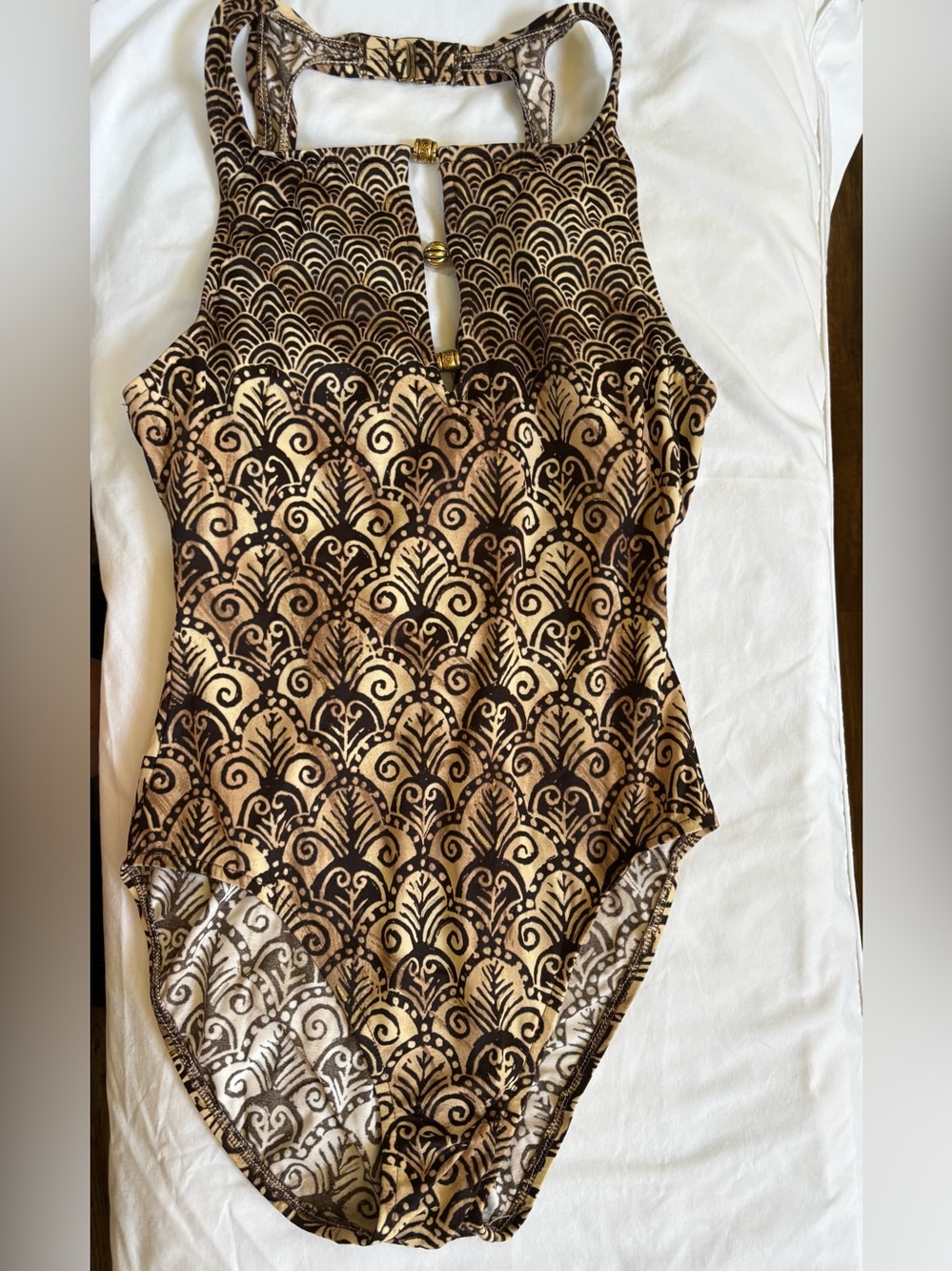 Elegant Women’s one-piece Black and Gold swim suit